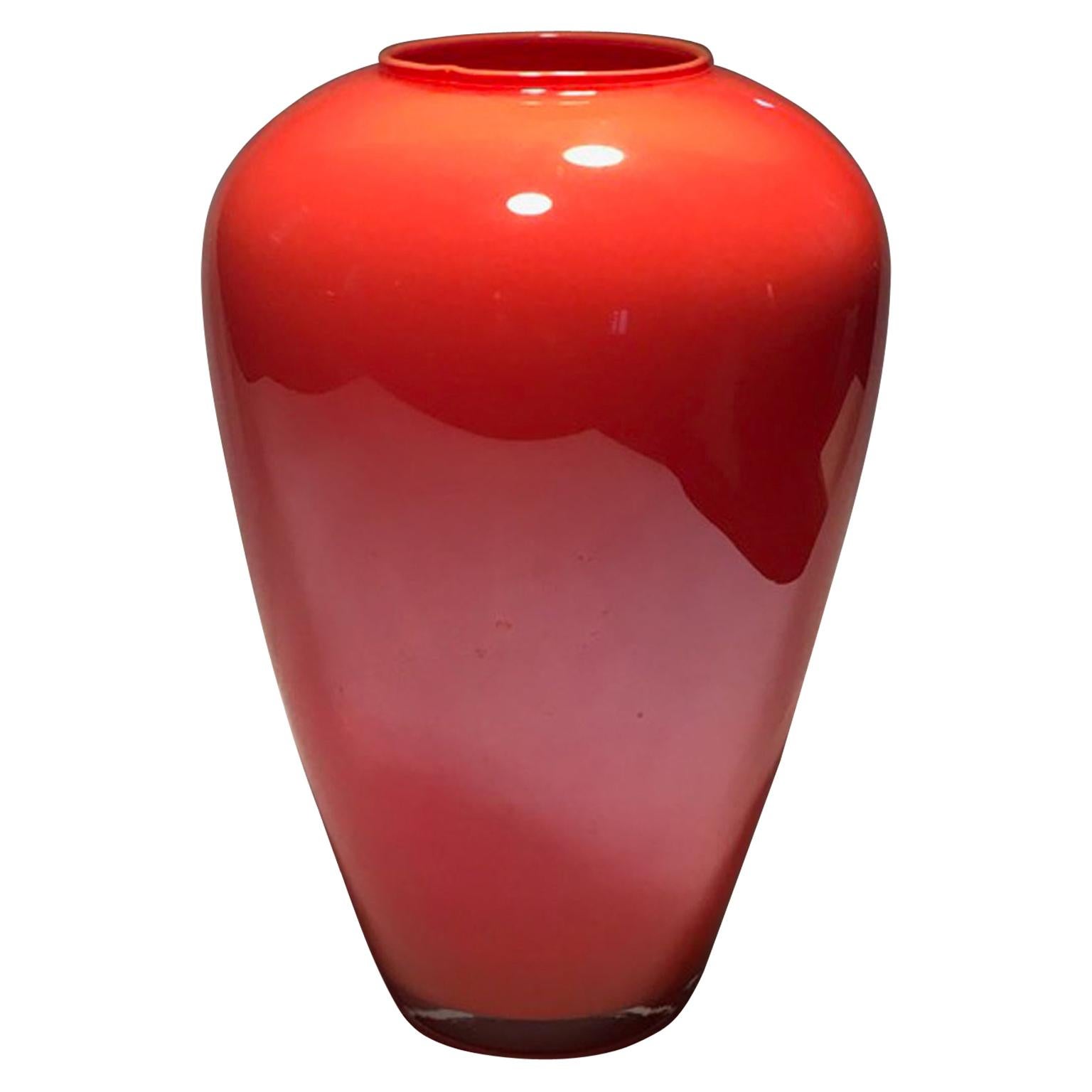 Italy Postmodern Design Orange Murano Glass Vase