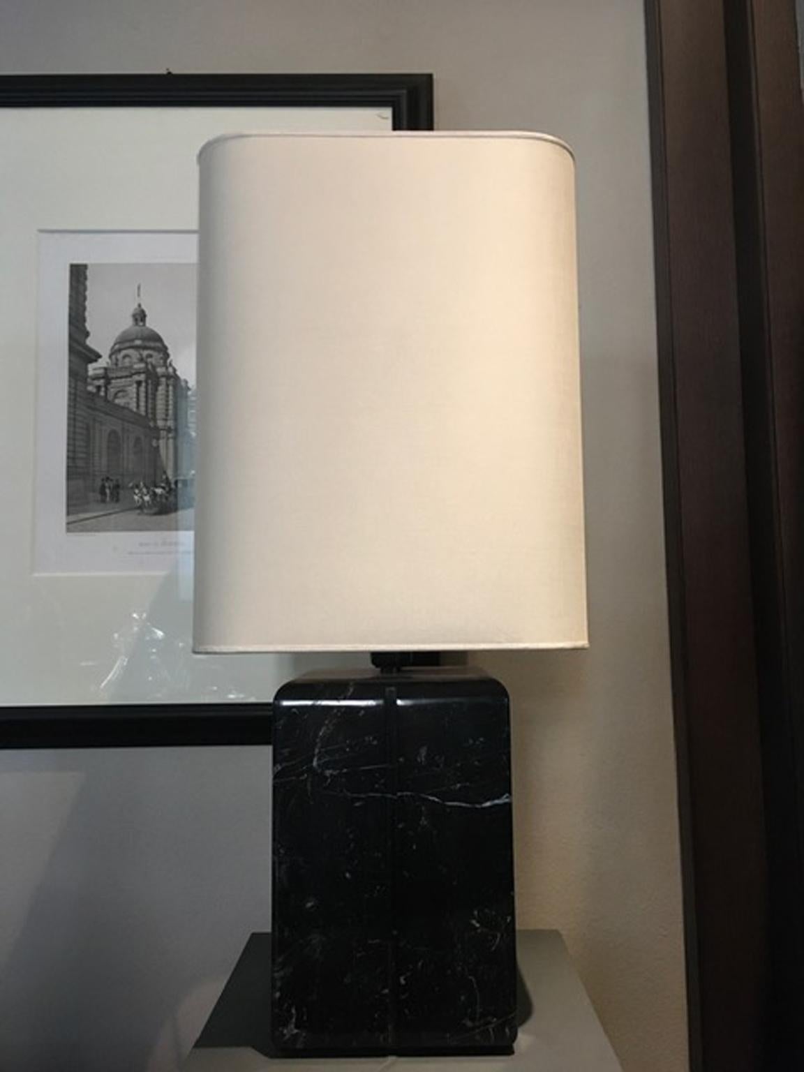 Mid-Century Modern Italy Post-Modern Design Black Marble Table Lamp  For Sale