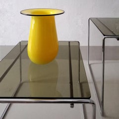 Italy Postmodern Design Yellow Black Murano Glass Vase, 1980