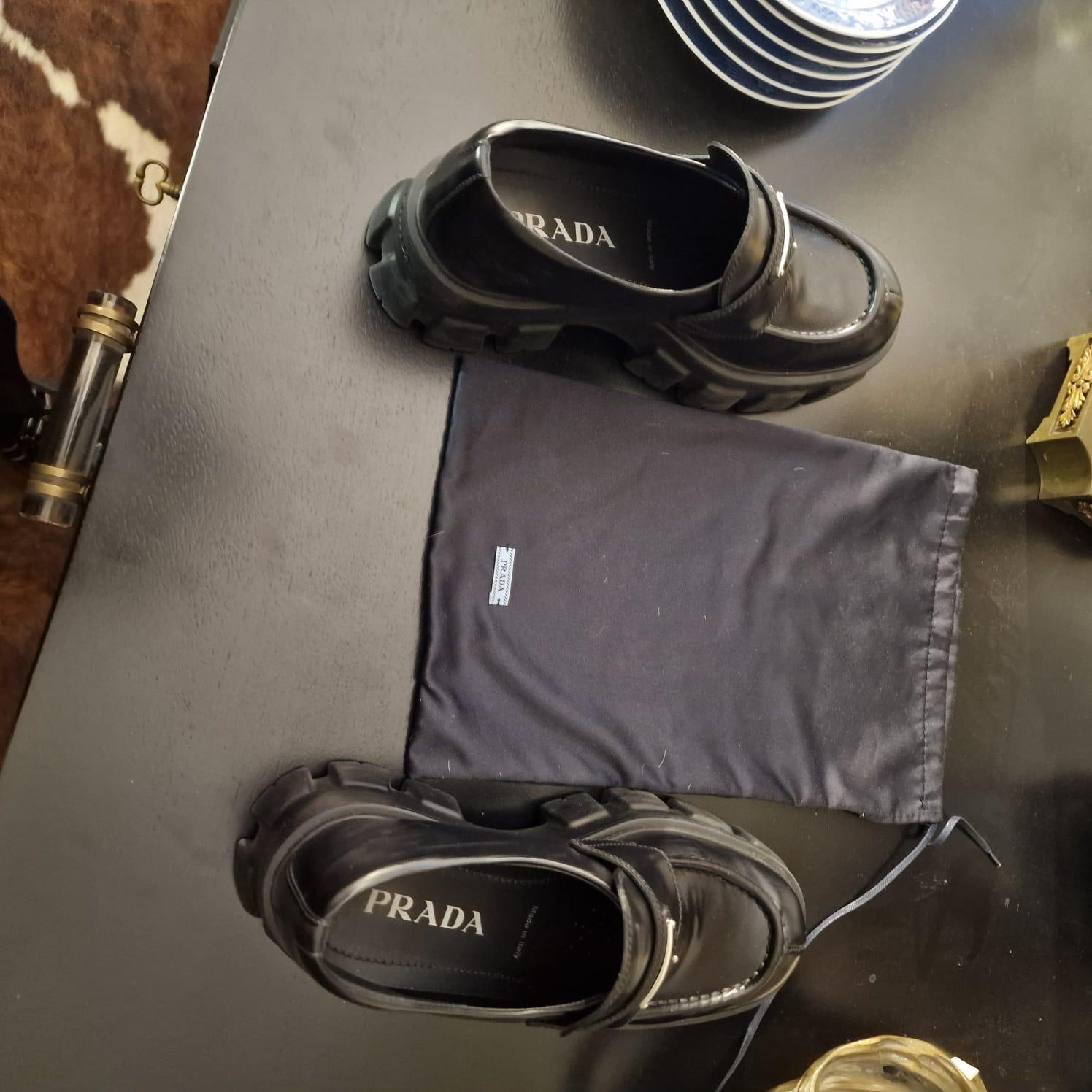 Italy Prada Black Loafers, sport shoes 9