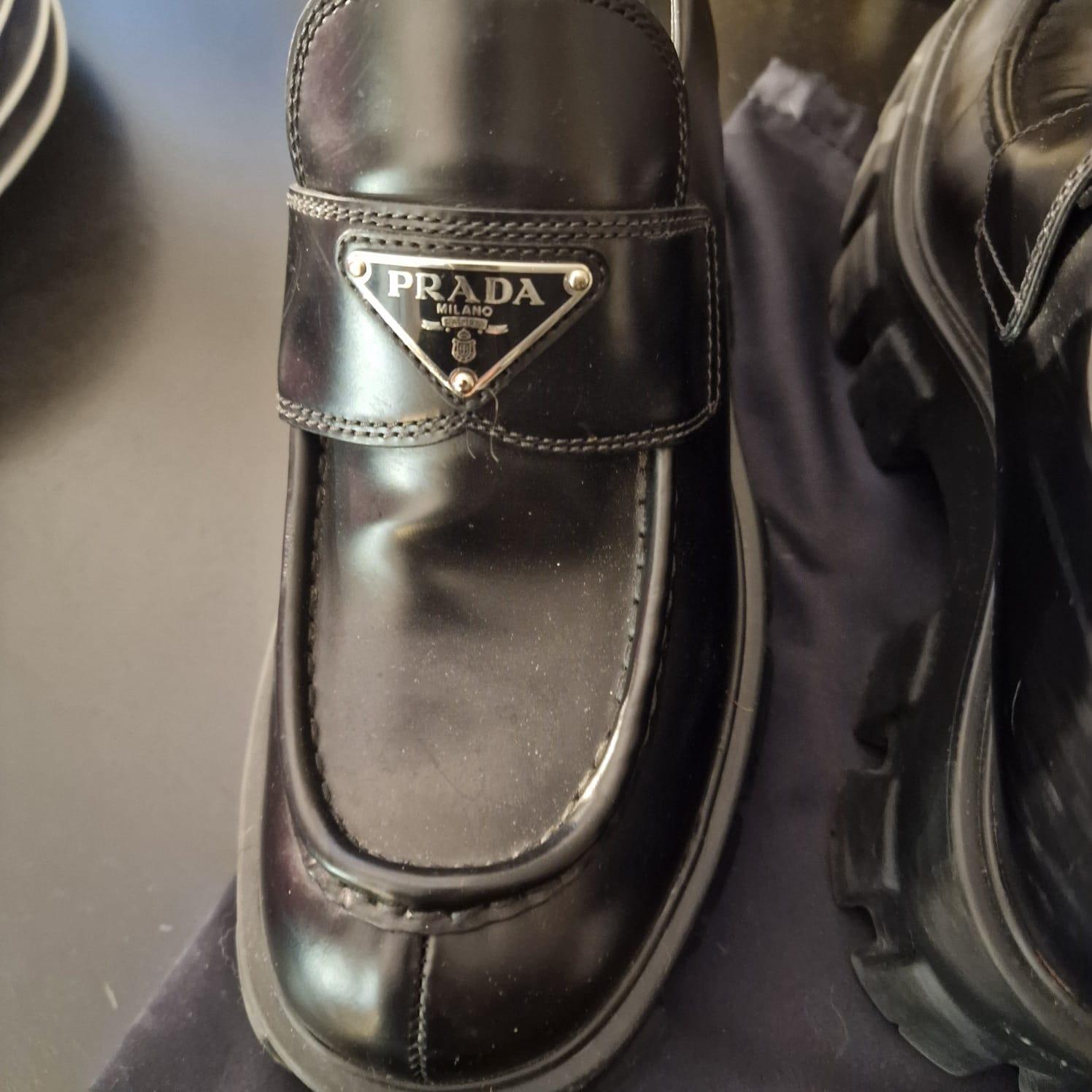 Italy Prada Black Loafers, sport shoes 10