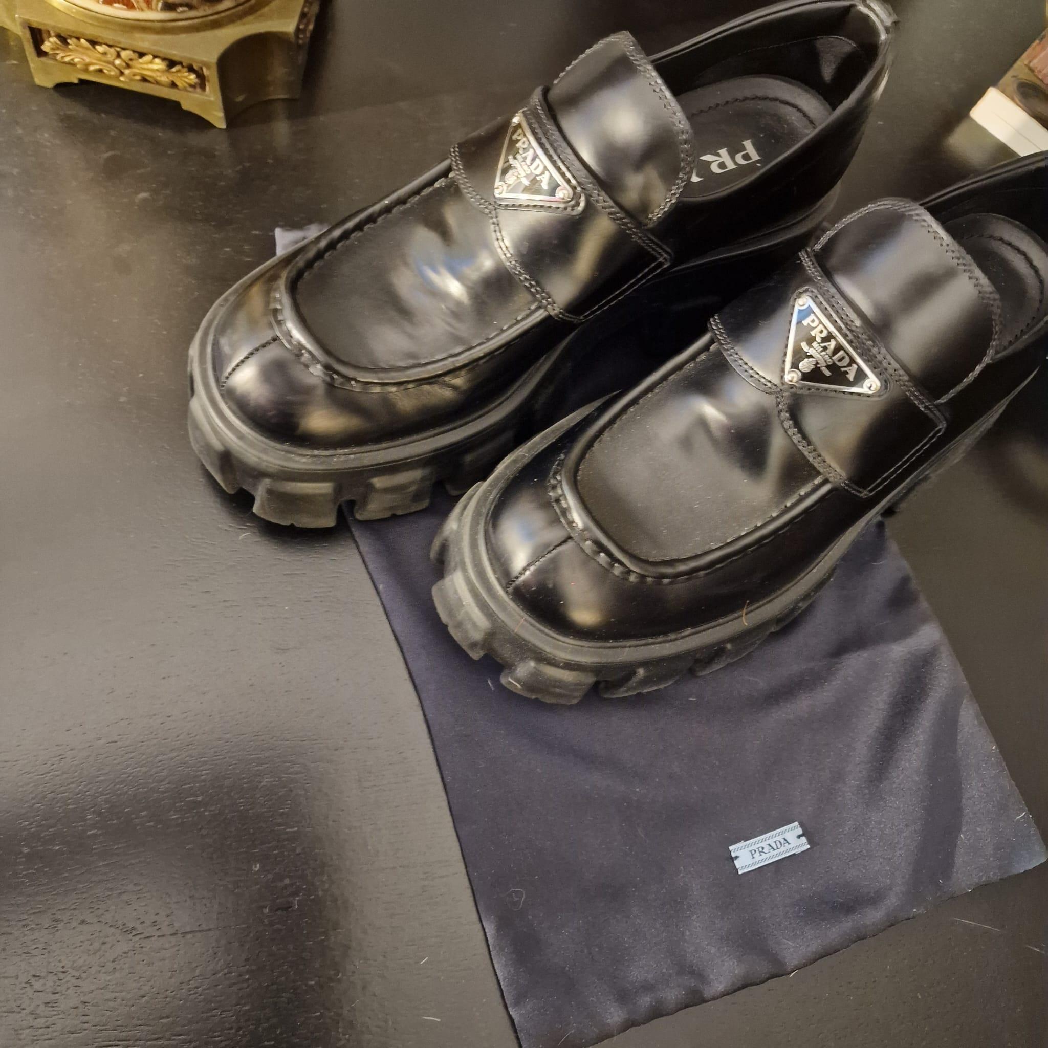 Women's or Men's Italy Prada Black Loafers, sport shoes