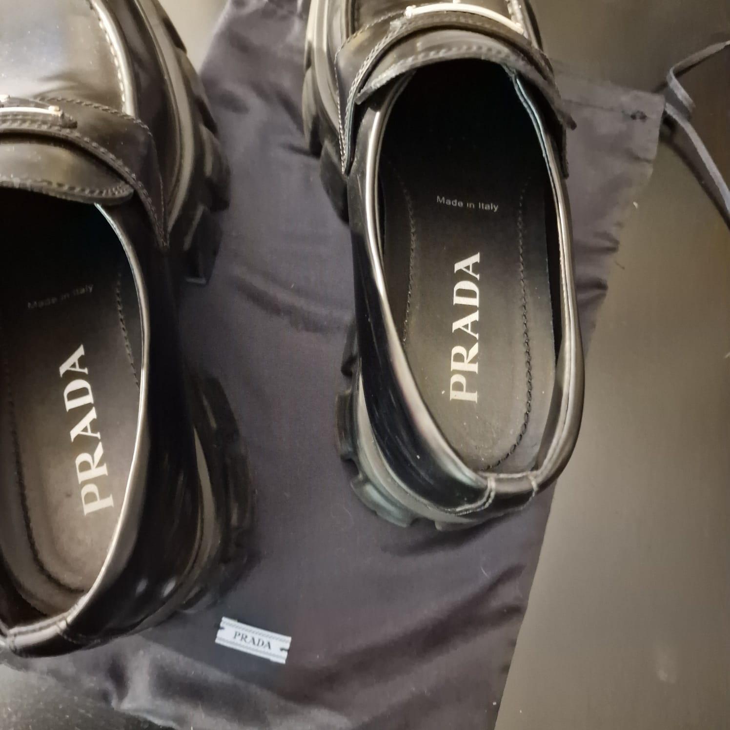 Italy Prada Black Loafers, sport shoes 4
