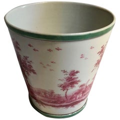 Italy Richard Ginori Mid-18th Century Porcelain Cachepot with Landscape Painting