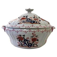 Italy Richard Ginori Mid-18th Century Porcelain Soup Bowl Red Blue Decor