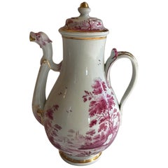 Italia Richard Ginori Tetera de porcelana de mediados del siglo XIX Paisaje rosa
