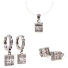 Italy Ring, earrings and pendant set, 925 sterling silver and zircons