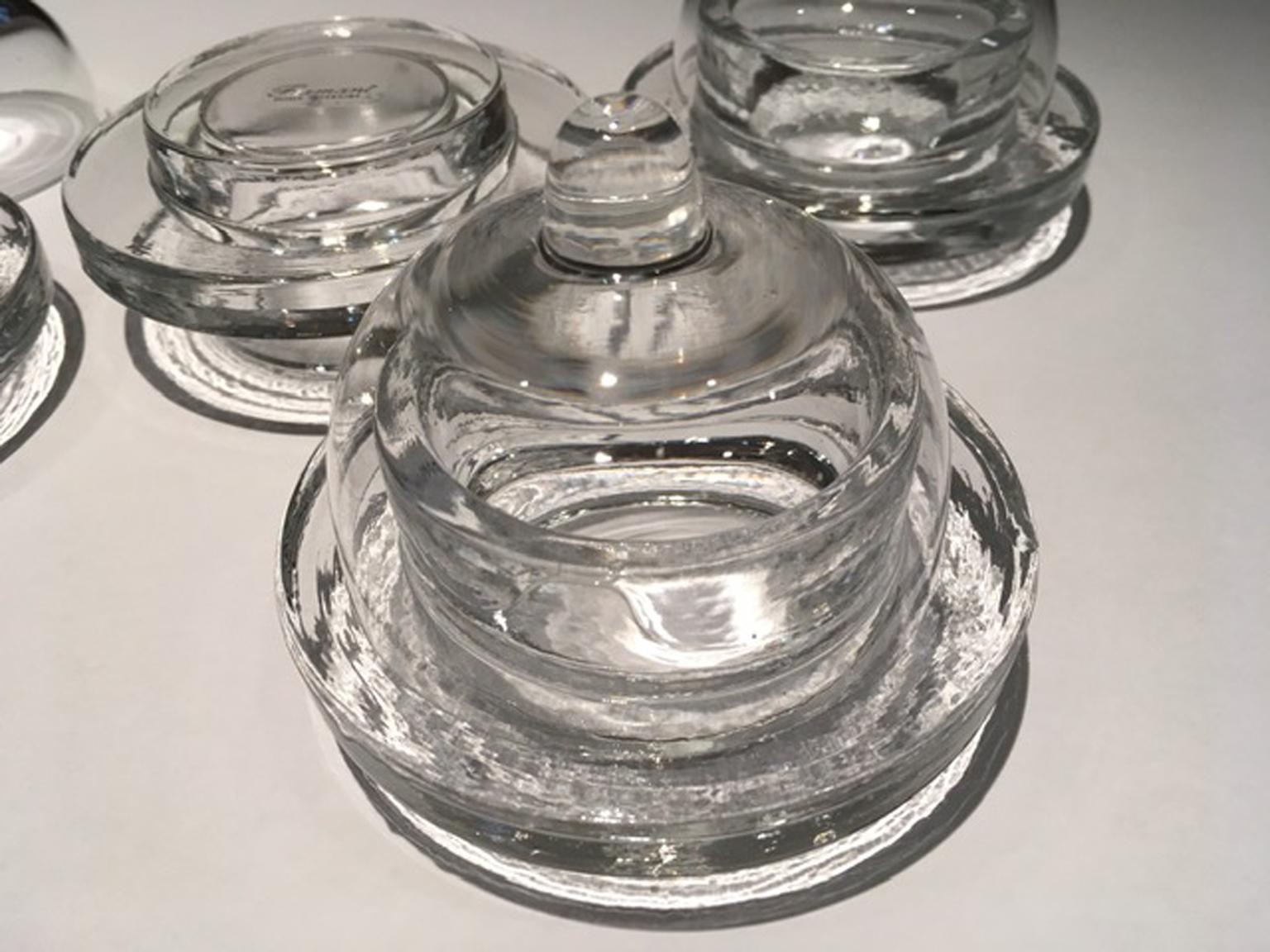 Italy Set of 4 Covered Glass Butter Dishes 2