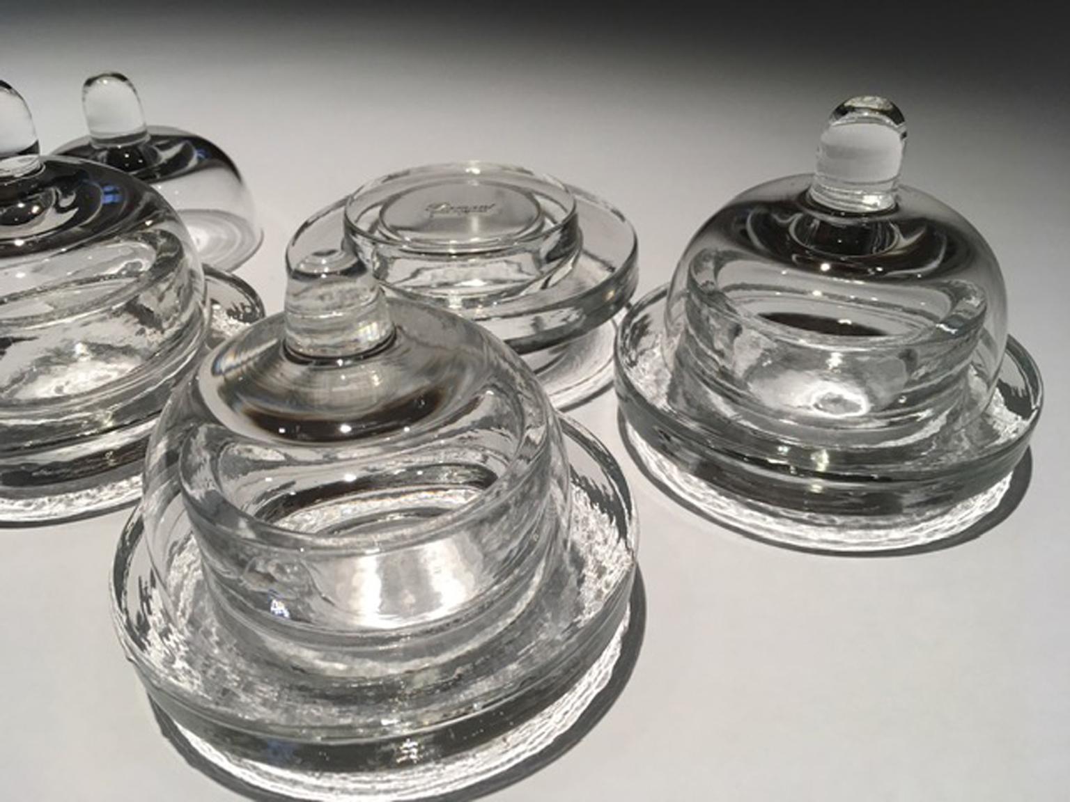 Italy Set of 4 Covered Glass Butter Dishes 3