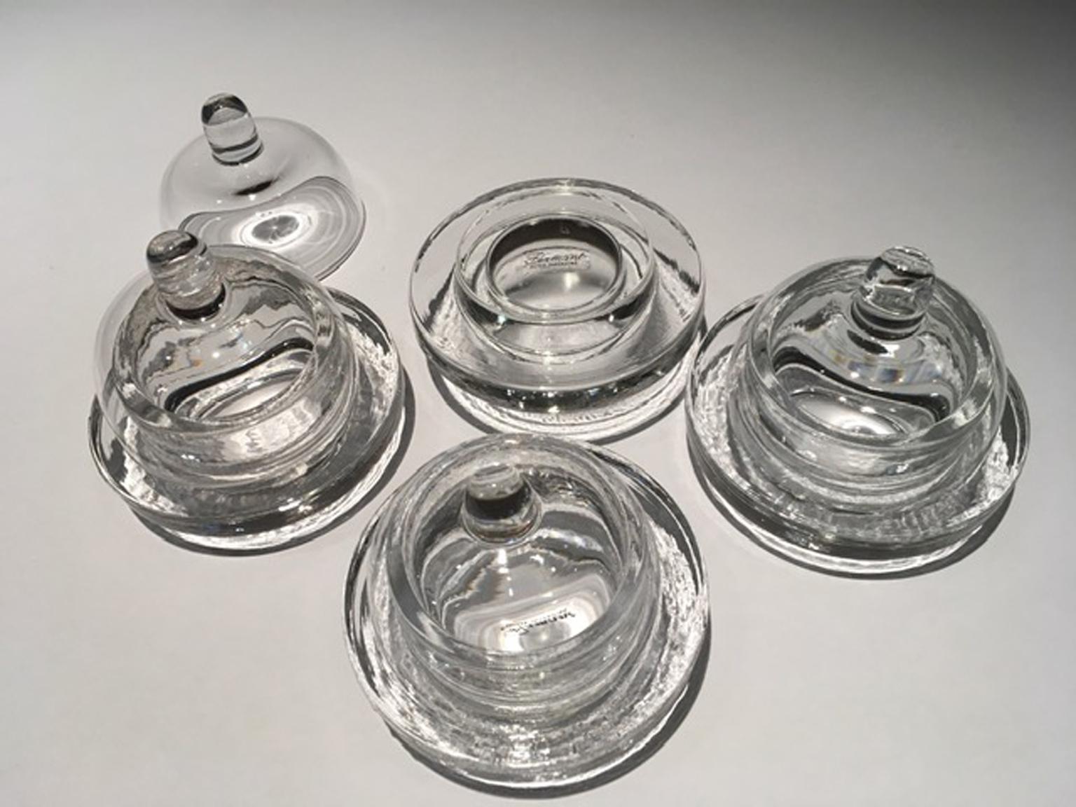 Italy Set of 4 Covered Glass Butter Dishes 4