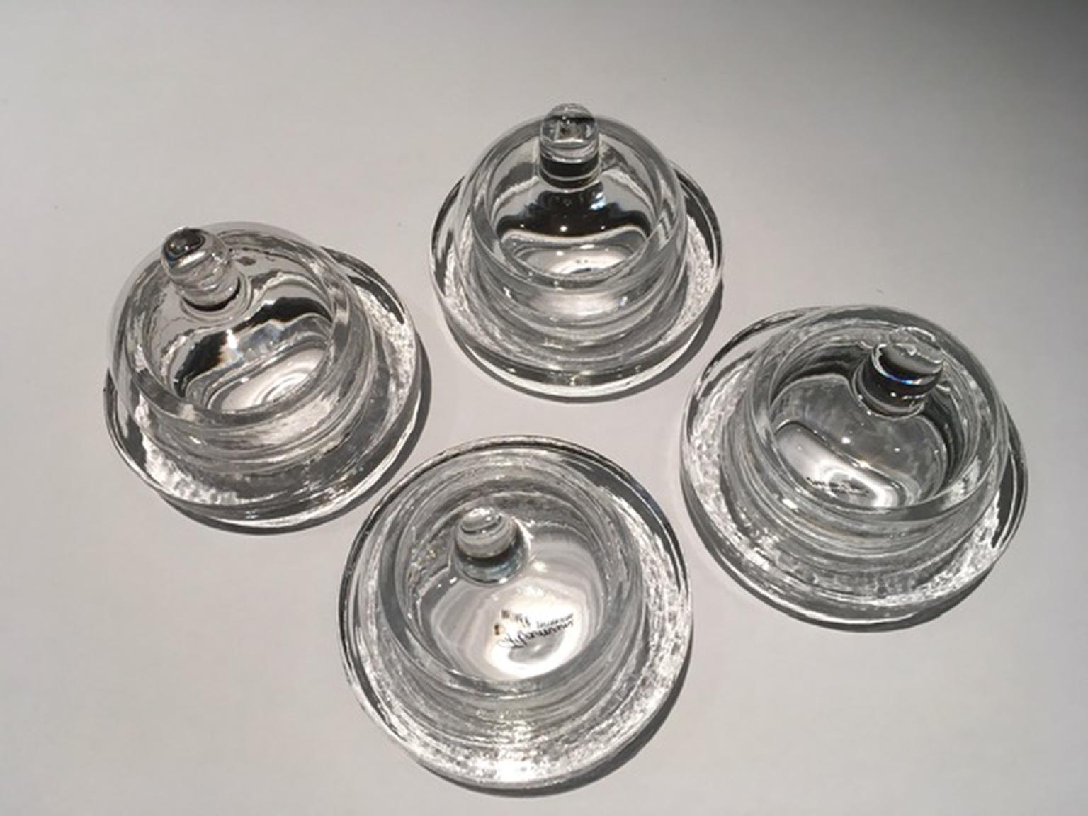 Italy Set of 4 Covered Glass Butter Dishes 5