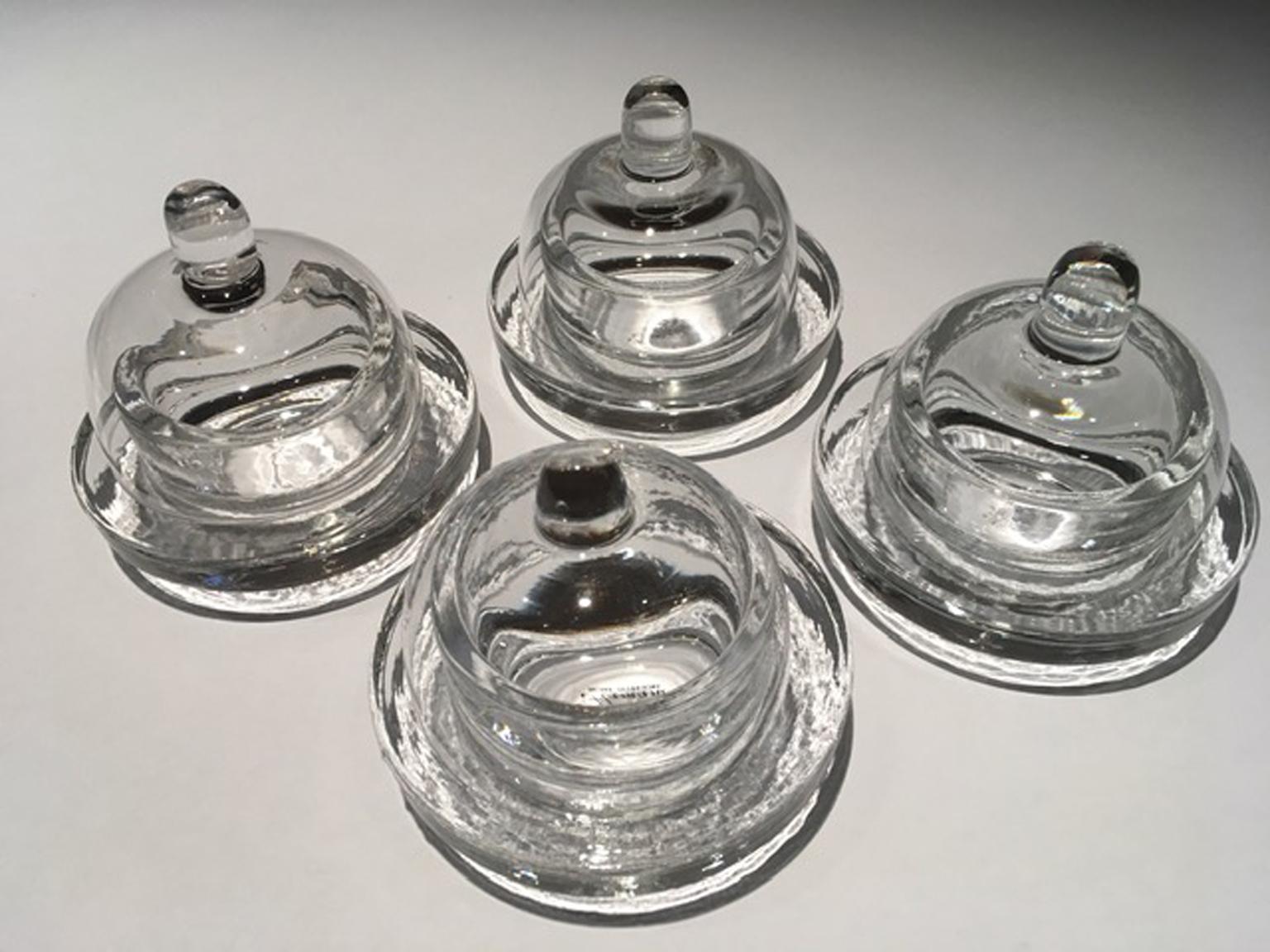 Italy Set of 4 Covered Glass Butter Dishes 6