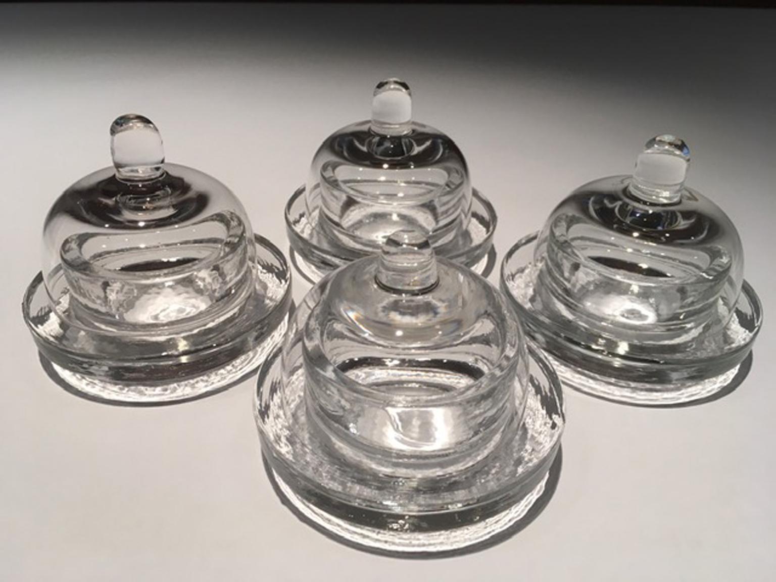 Italy Set of 4 Covered Glass Butter Dishes 8
