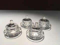 Italy Set of 4 Covered Glass Butter Dishes