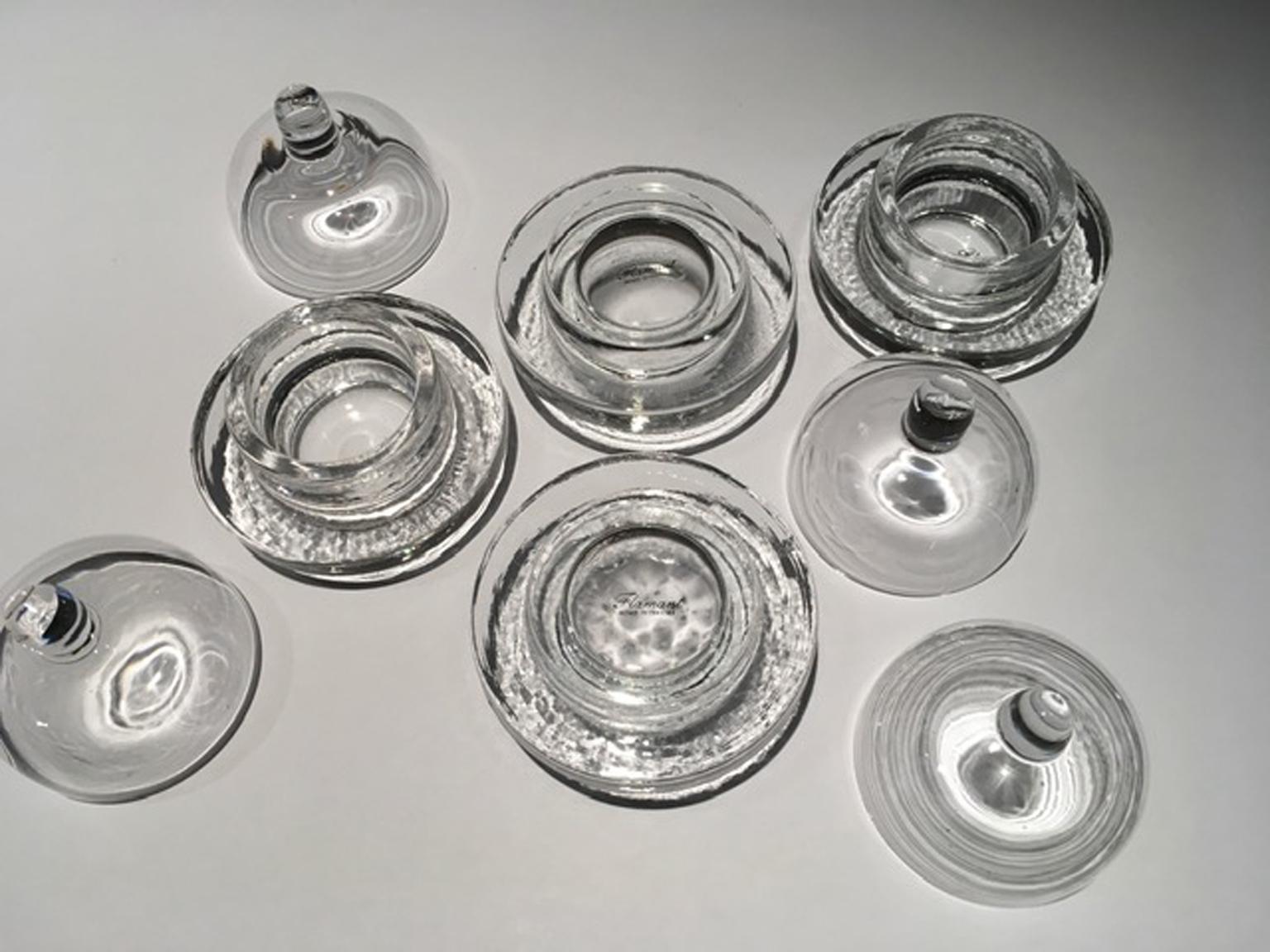 Contemporary Italy Set of 4 Covered Glass Butter Dishes