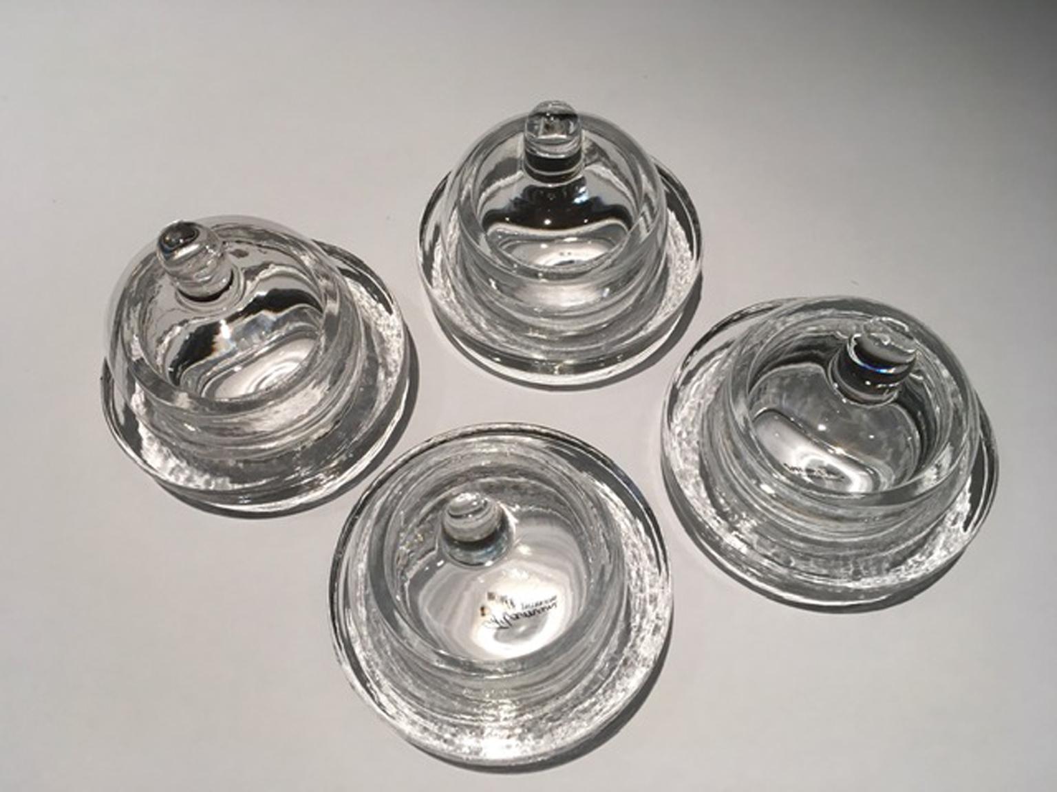 Italy Set of 4 Covered Glass Butter Dishes 8