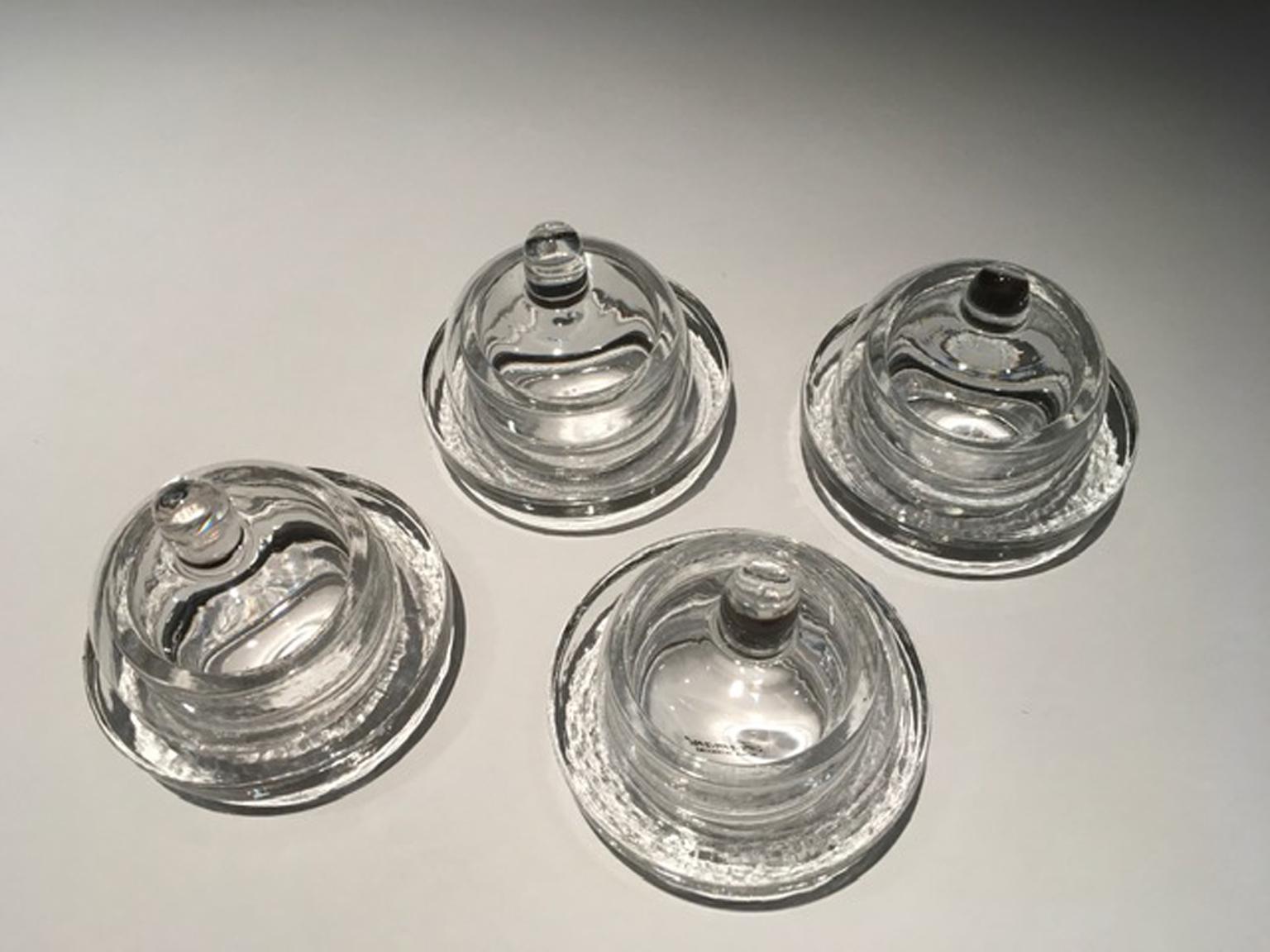 Modern Italy Set of 4 Covered Glass Butter Dishes