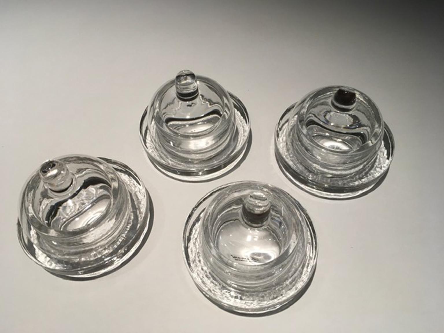 Italian Italy Set of 4 Covered Glass Butter Dishes