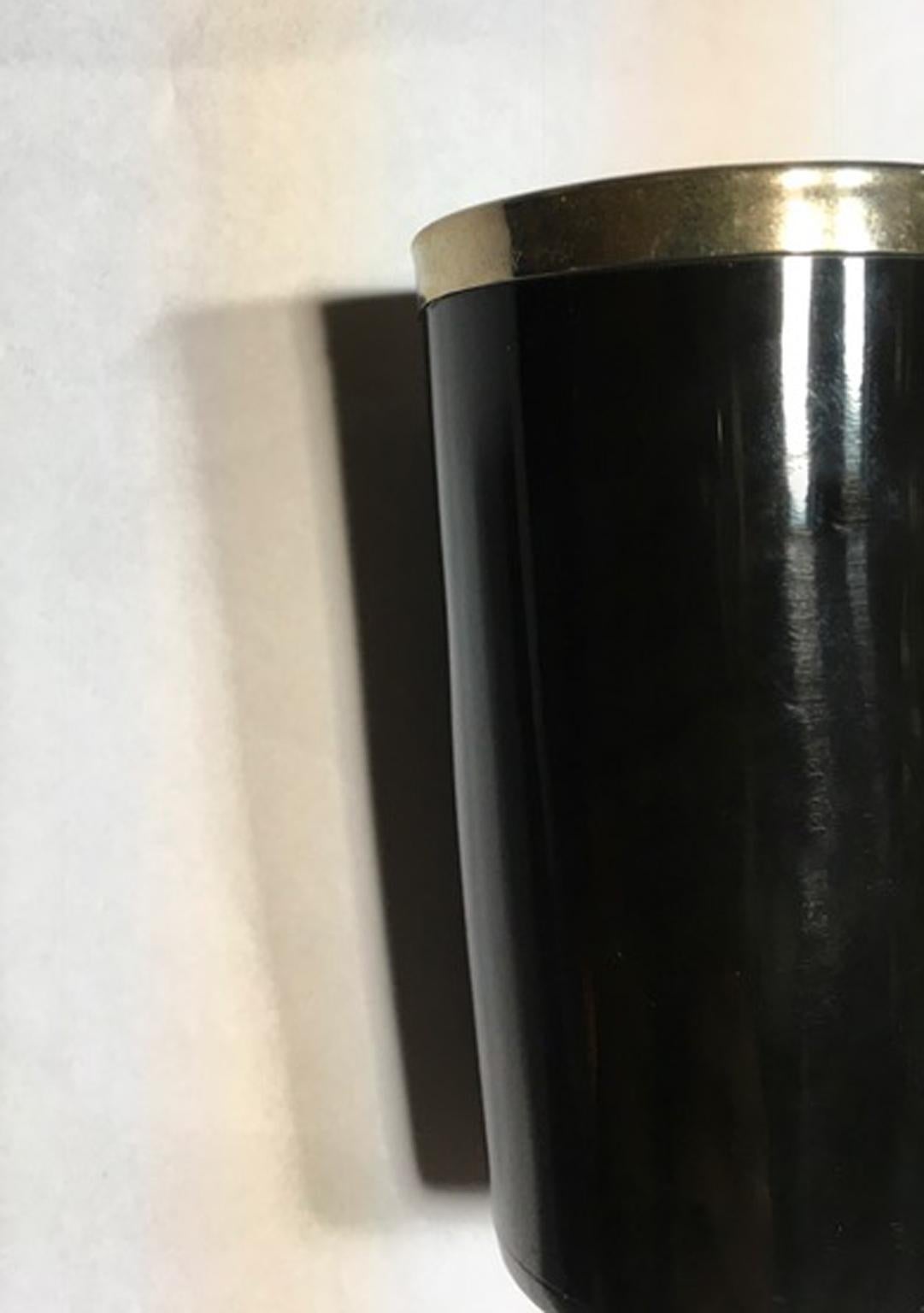 Italie - Ensemble de deux bols en fausse corne noire et métal chromé de style montagneux en vente 6