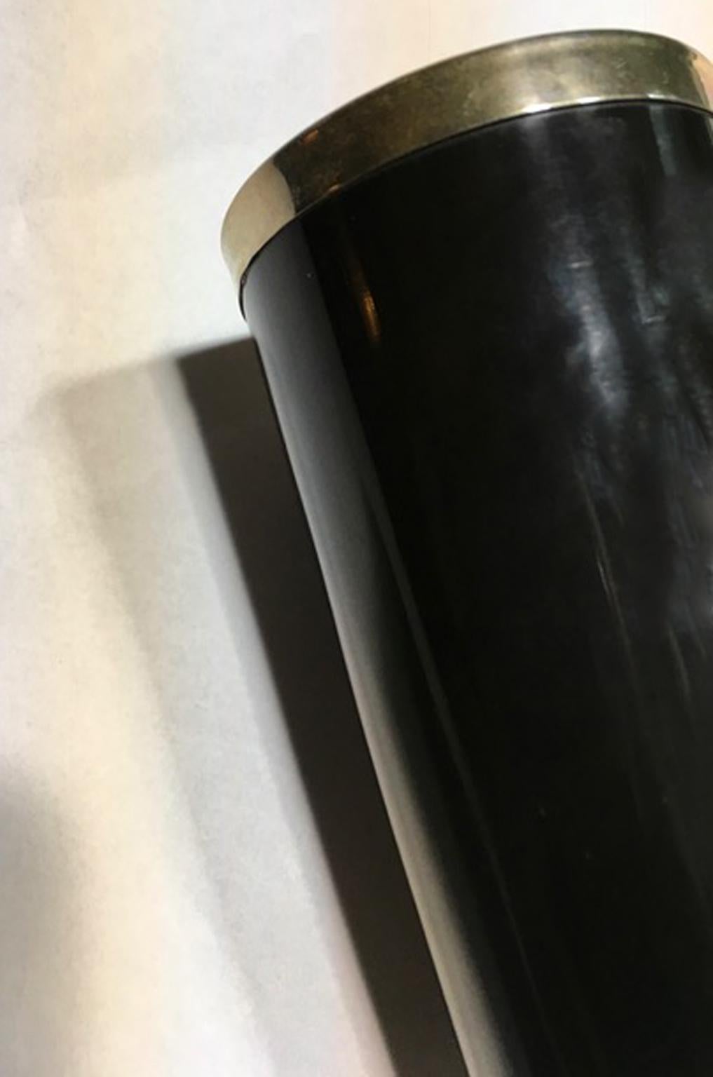 Italie - Ensemble de deux bols en fausse corne noire et métal chromé de style montagneux en vente 7