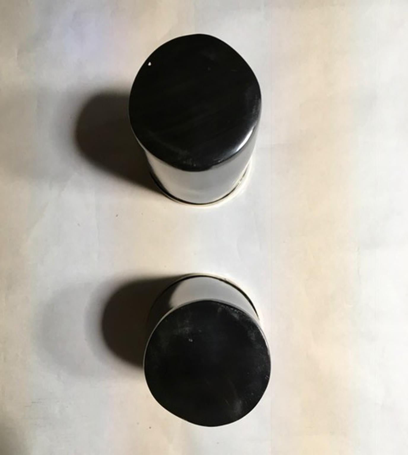 Italie - Ensemble de deux bols en fausse corne noire et métal chromé de style montagneux en vente 10