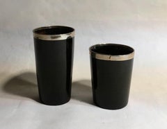 Italy Set of Two Black Faux Horn Bowls in Black Forest Style