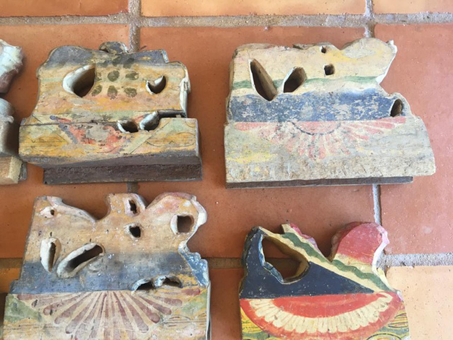 Italy Sicily Late 19th Century Set 7 Kitchen Wooden Tiles with Rural Scenes For Sale 9