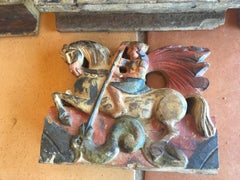 Italy Sicily Late 19th Century Set 7 Kitchen Wooden Tiles with Rural Scenes