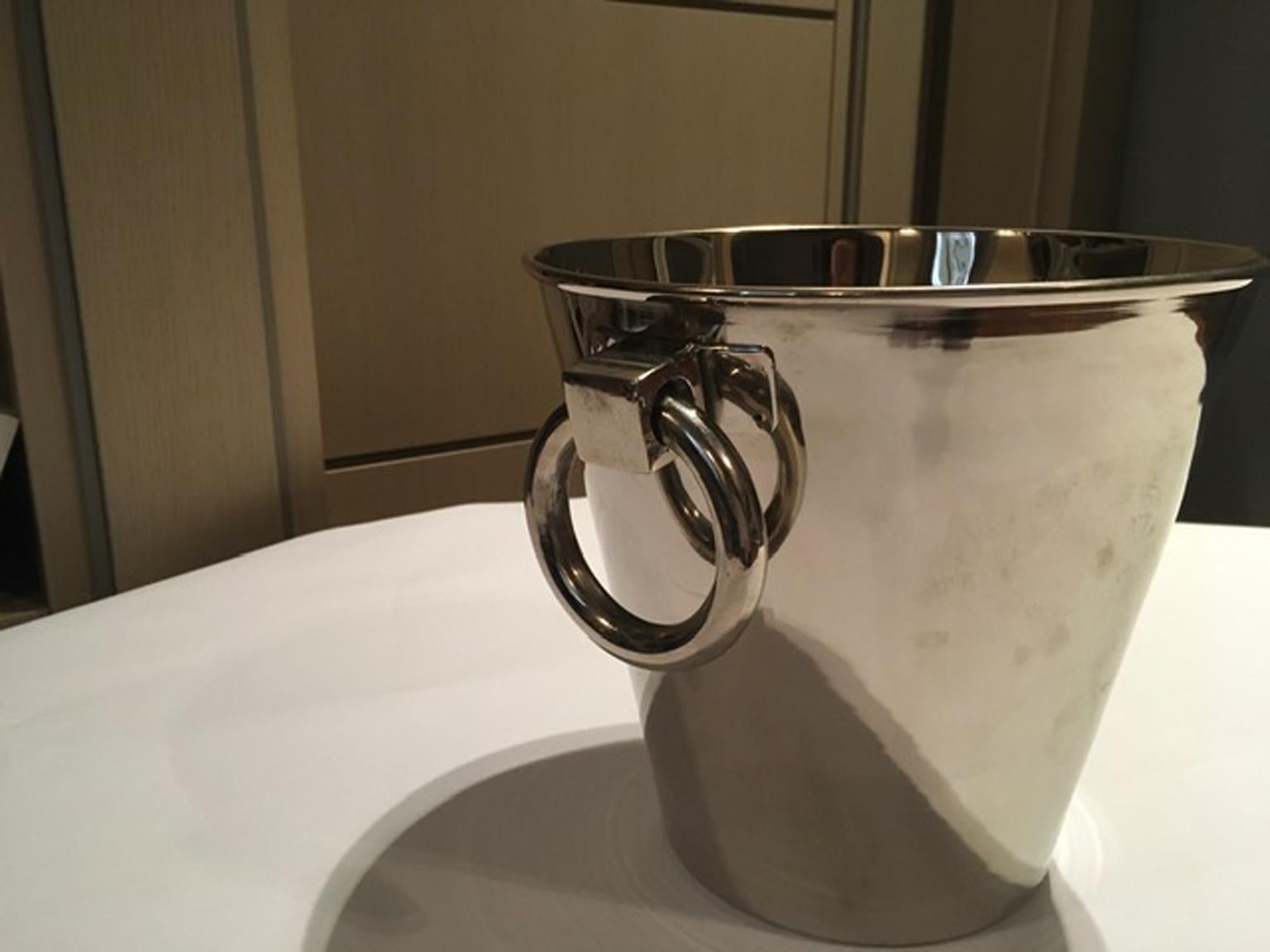Italy Silver Plated Ice Bucket with Rings For Sale 6