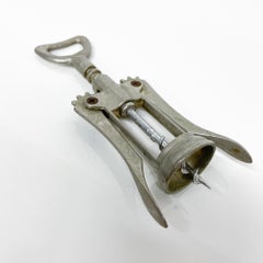 Italy Stylish Nickel Plated Bottle Opener Wine Corkscrew 1960s Modern Vintage