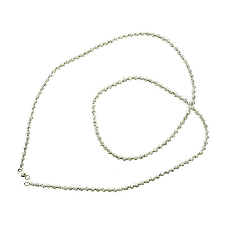 Italy White Gold Small Bead Ball Necklace For Sale at 1stDibs small