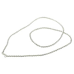 Italy White Gold Small Bead Ball Necklace