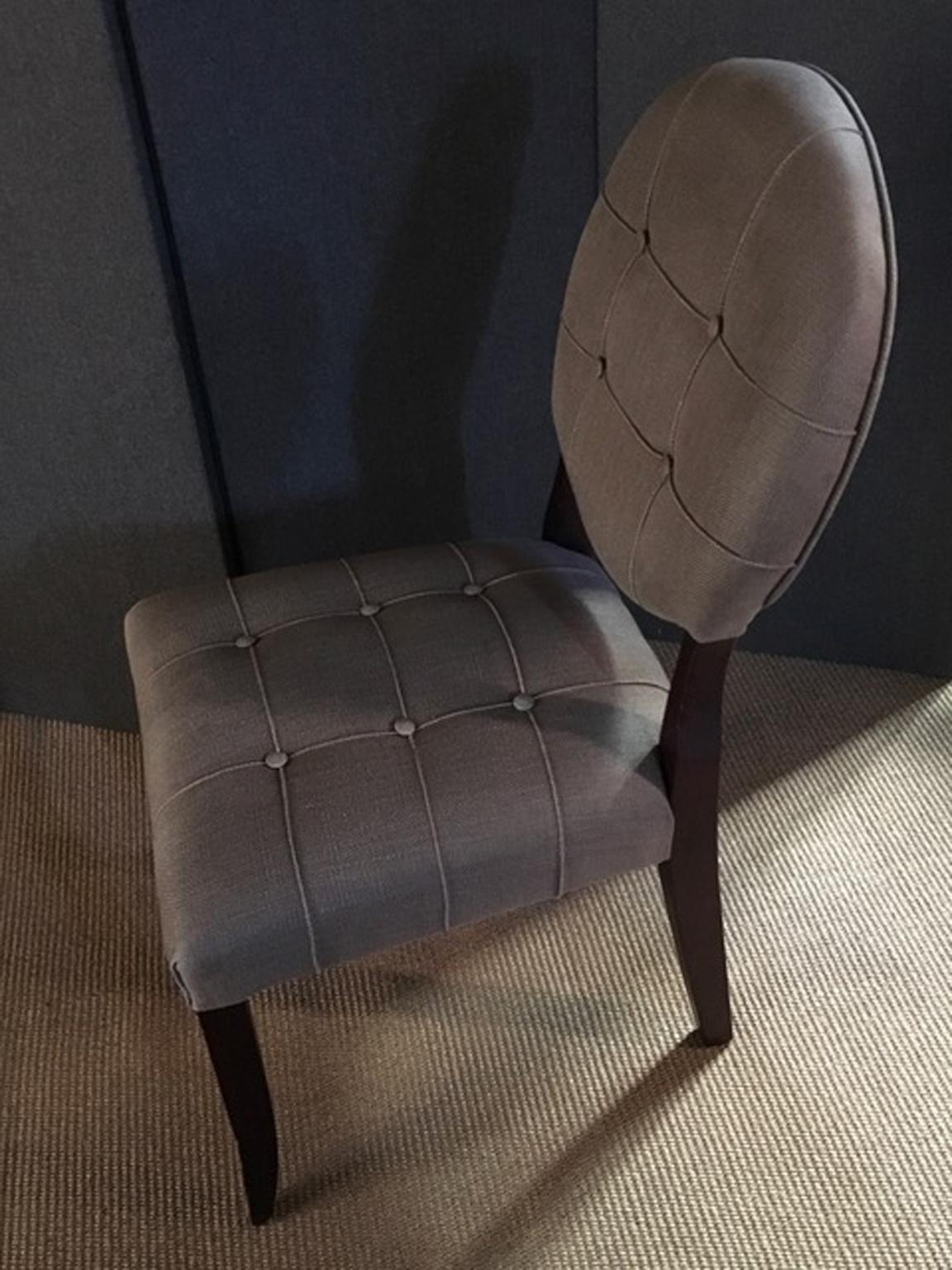 Italy Wooden and Linen Upholstered Chair with Oval Back in Modern Style 7