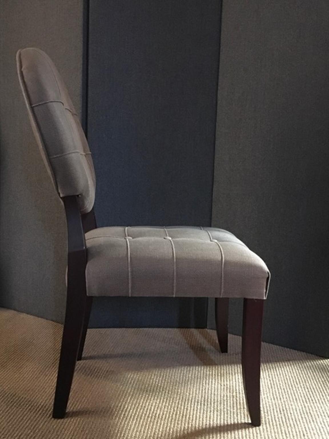 Italy Wooden and Linen Upholstered Chair with Oval Back in Modern Style In New Condition In Brescia, IT