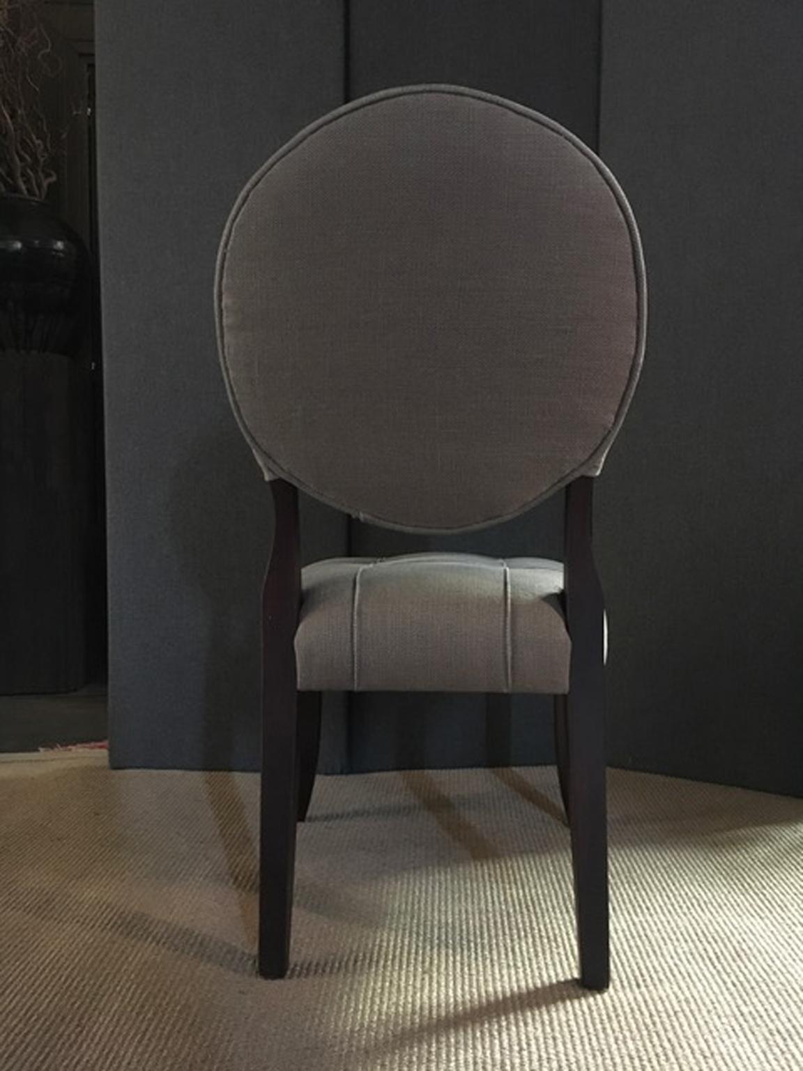 Italy Wooden and Linen Upholstered Chair with Oval Back in Modern Style 1