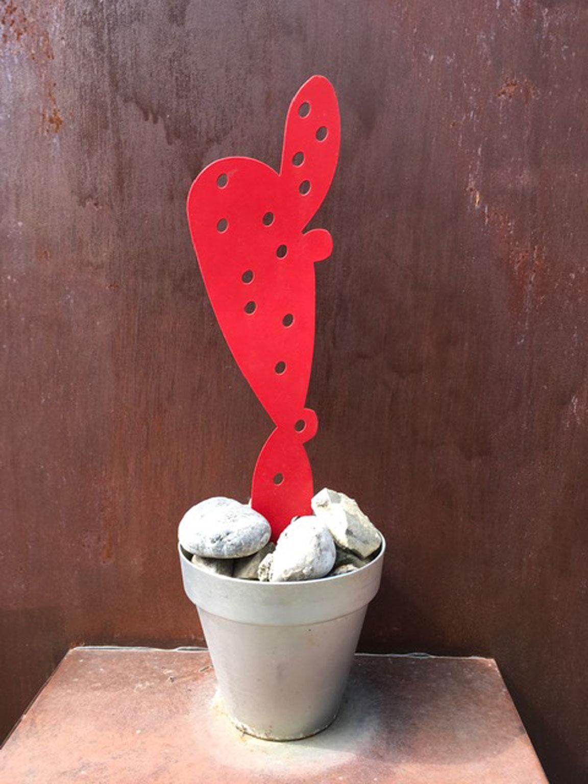 Cactus rouge en fer forgé Italie pour décoration de jardin en vente 7