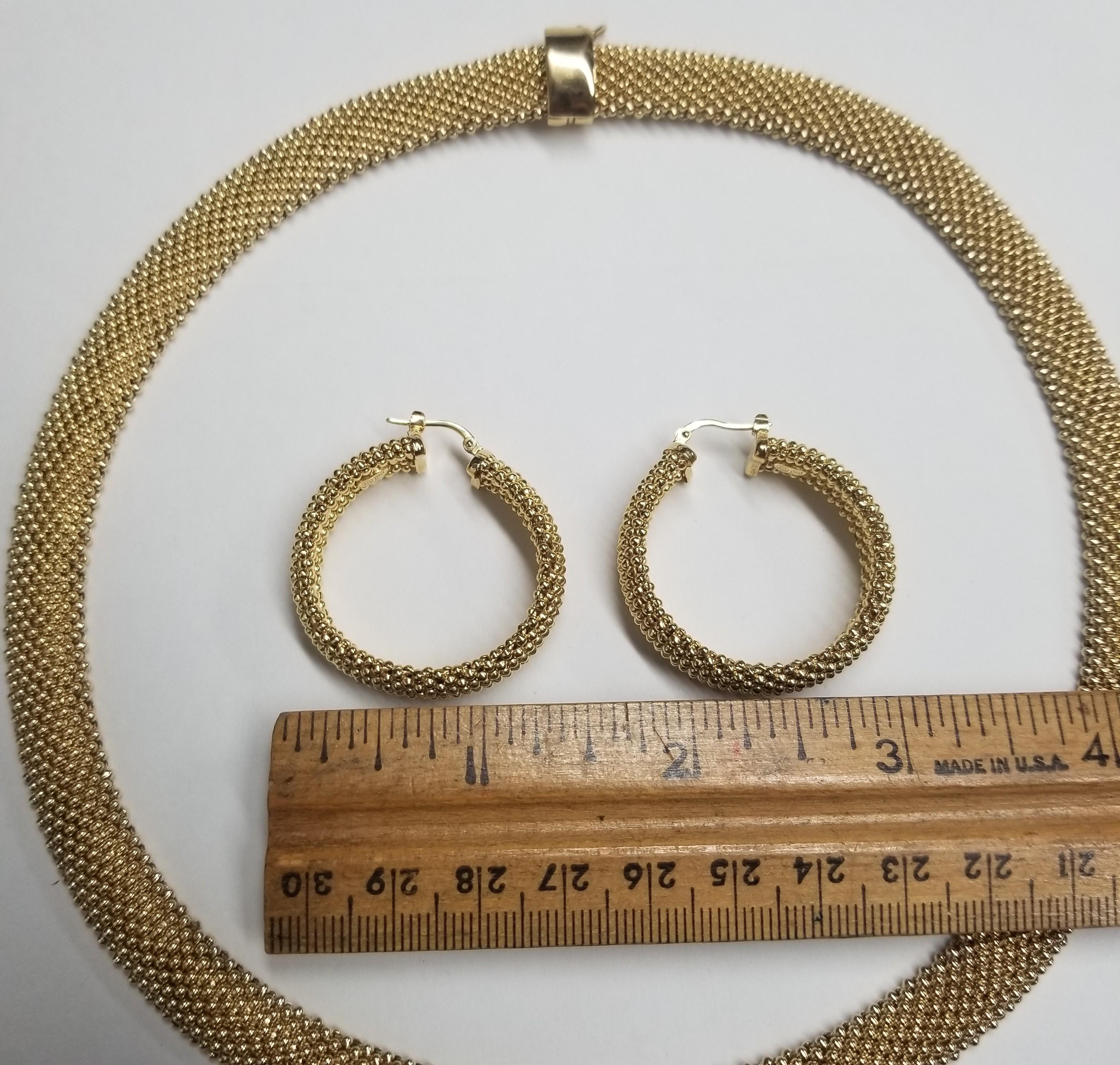 Italie Xoni Sterling 2Pc. Set collier plaqué or jaune 18k et boucles d'oreilles assorties en vente 1