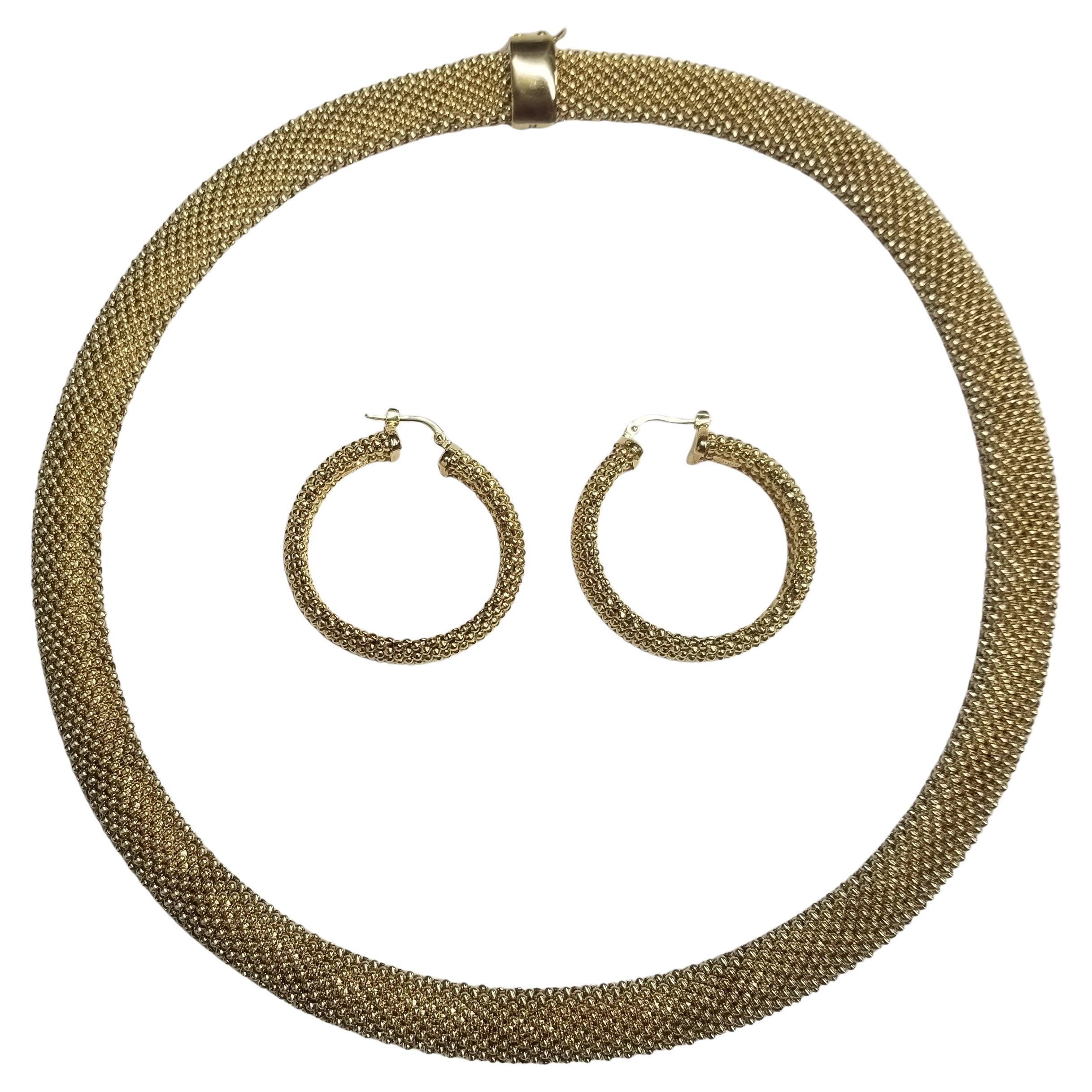 Italia Xoni Sterling 2Pc. Set collana e orecchini coordinati placcati oro giallo 18k