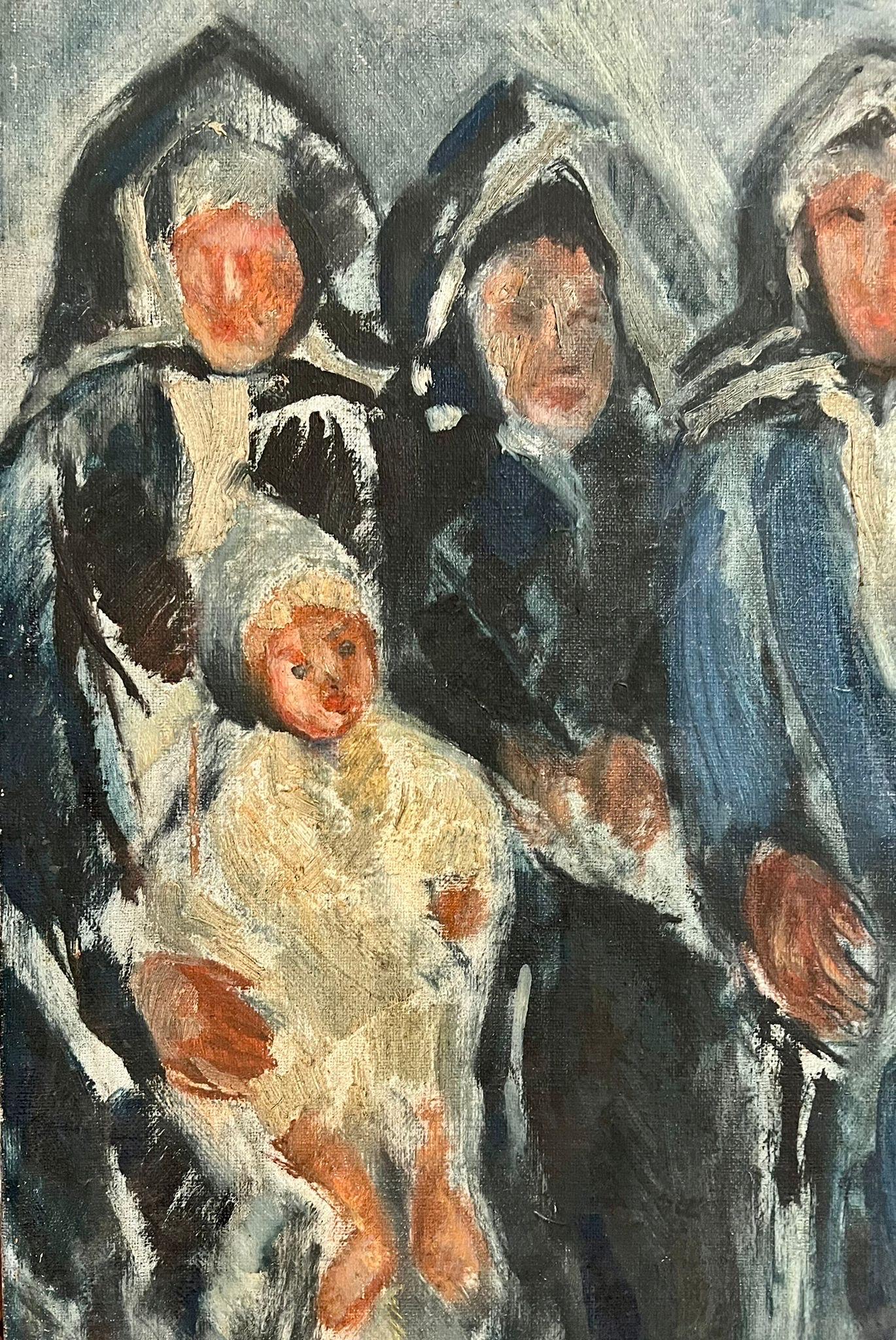 Rare Jewish Yemenite Family Oil Painting Israeli Judaica Itamar Siani For Sale 3