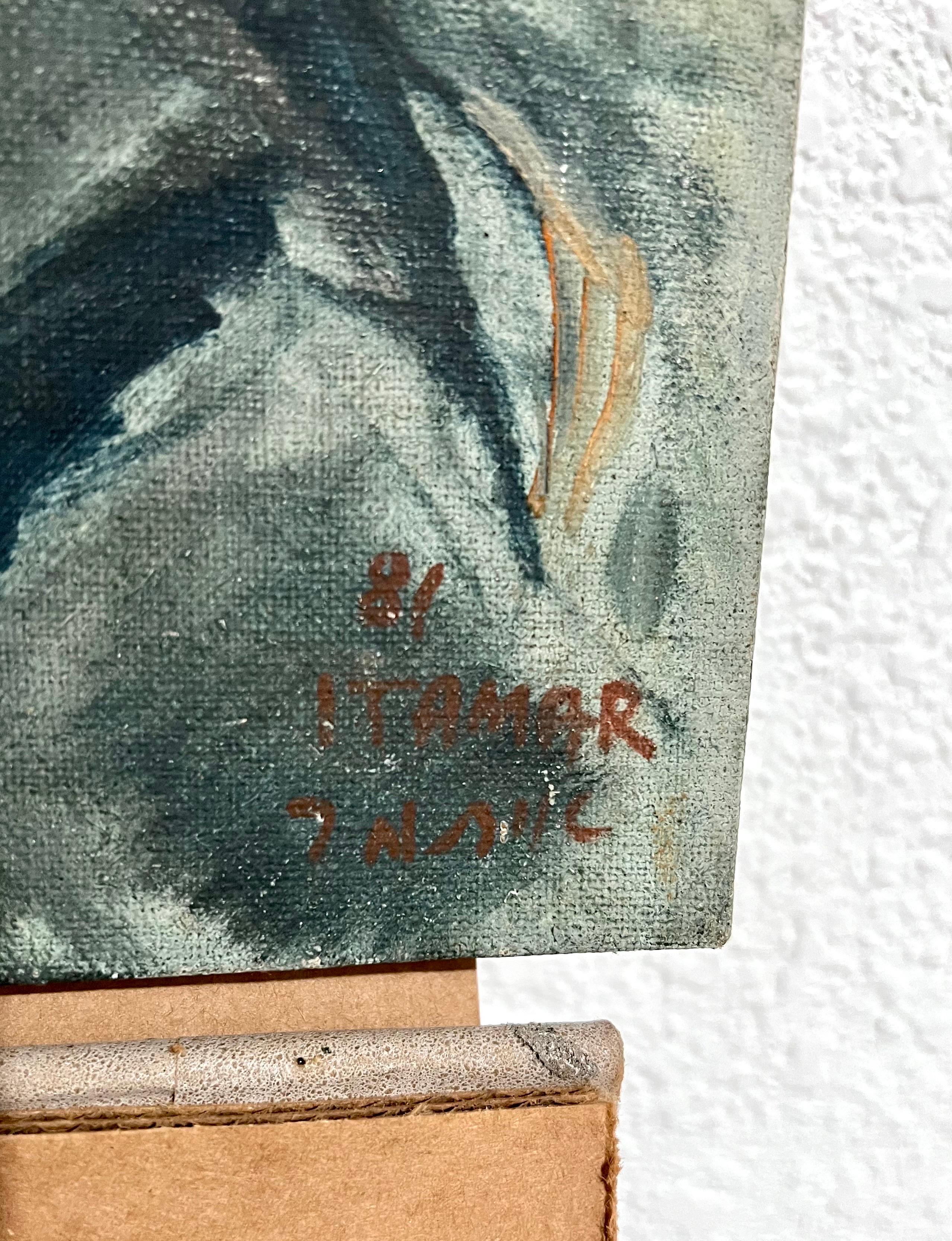 Rare Jewish Yemenite Family Oil Painting Israeli Judaica Itamar Siani For Sale 7