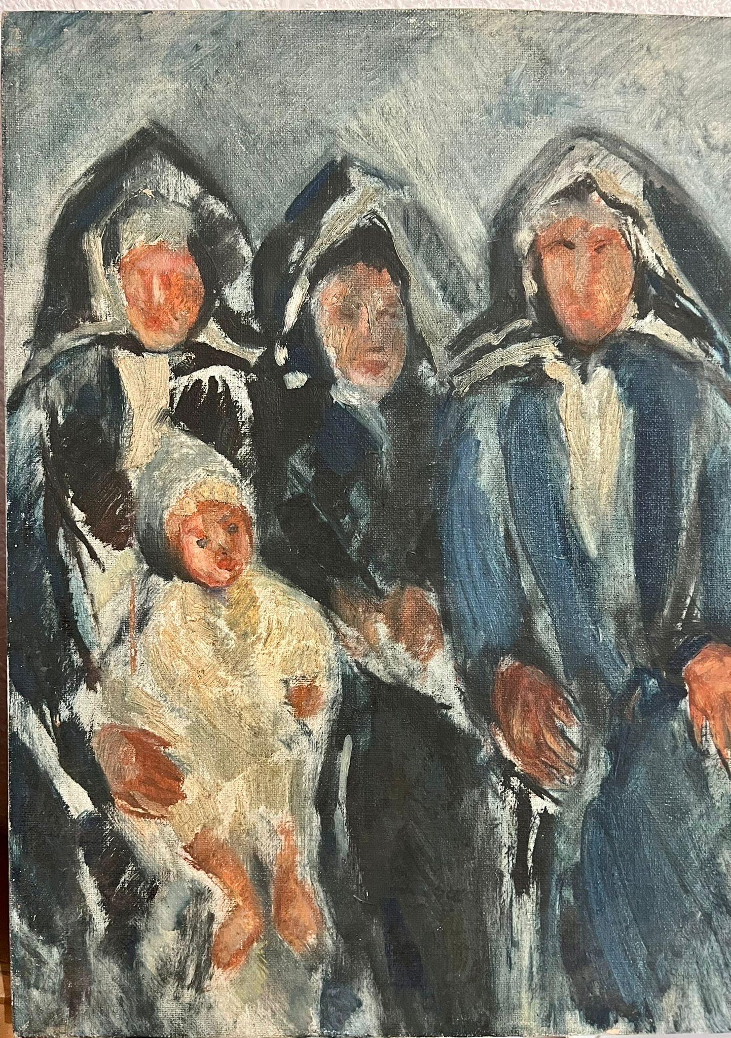 Rare Jewish Yemenite Family Oil Painting Israeli Judaica Itamar Siani For Sale 5
