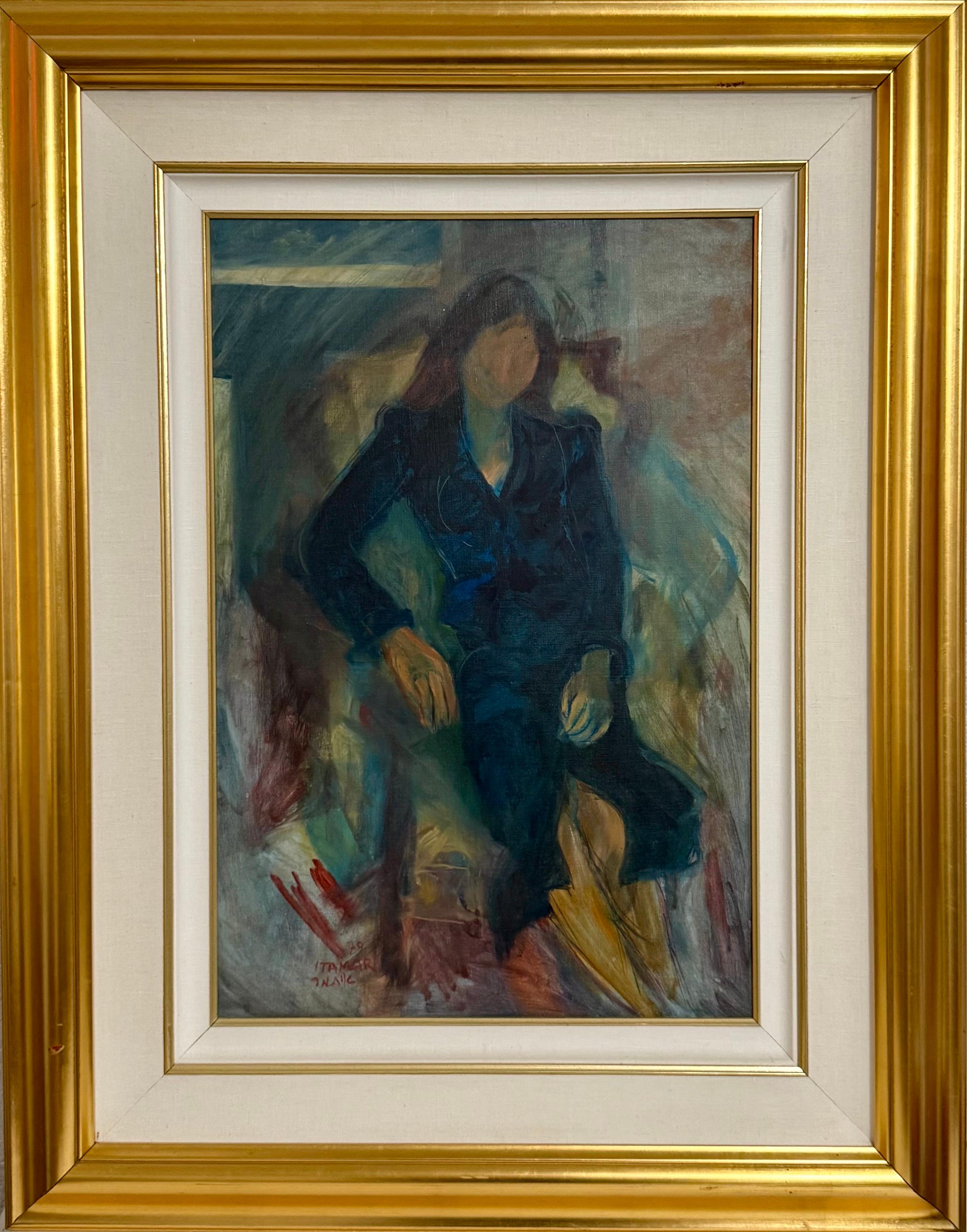 Seltene jüdische jemenitische Frau Ölgemälde Israelisches Mädchen Judaica Itamar Siani im Angebot 1