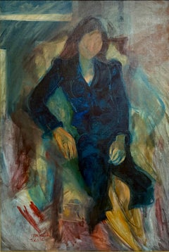 Rare Jewish Yemenite Woman Oil Painting Israeli Girl Judaica Itamar Siani