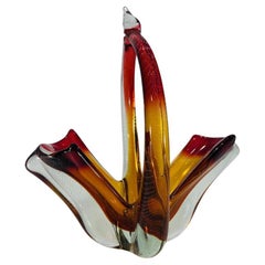 Panier Itamo Pustetto en verre de Murano bicolore circa 1950.