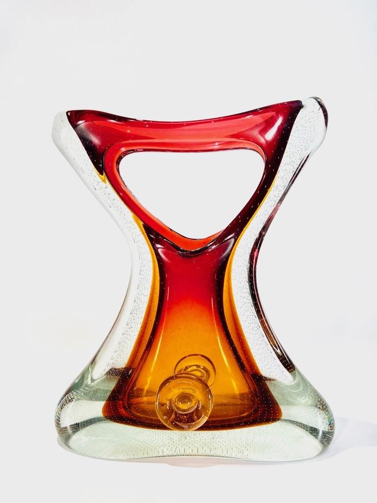 Incredible attributed to Itamo Pusteto Murano glass bicolor vase circa 1950. 