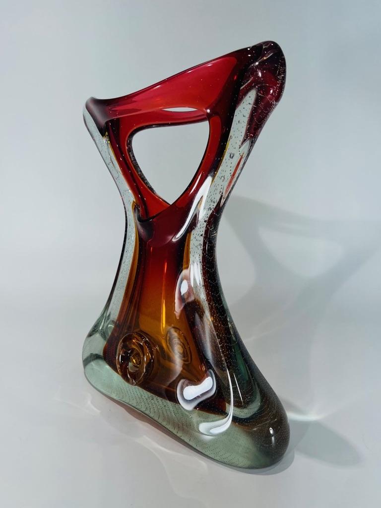 Mid-Century Modern Itamo Pustetto Murano glass bicolor circa 1950 vase. For Sale