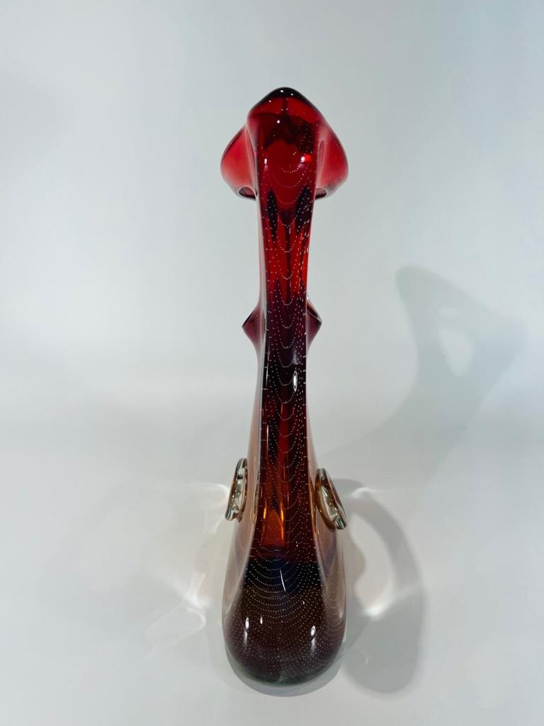 Italian Itamo Pustetto Murano glass bicolor circa 1950 vase. For Sale