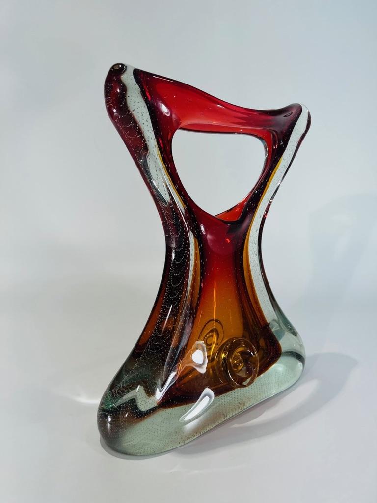 Other Itamo Pustetto Murano glass bicolor circa 1950 vase. For Sale