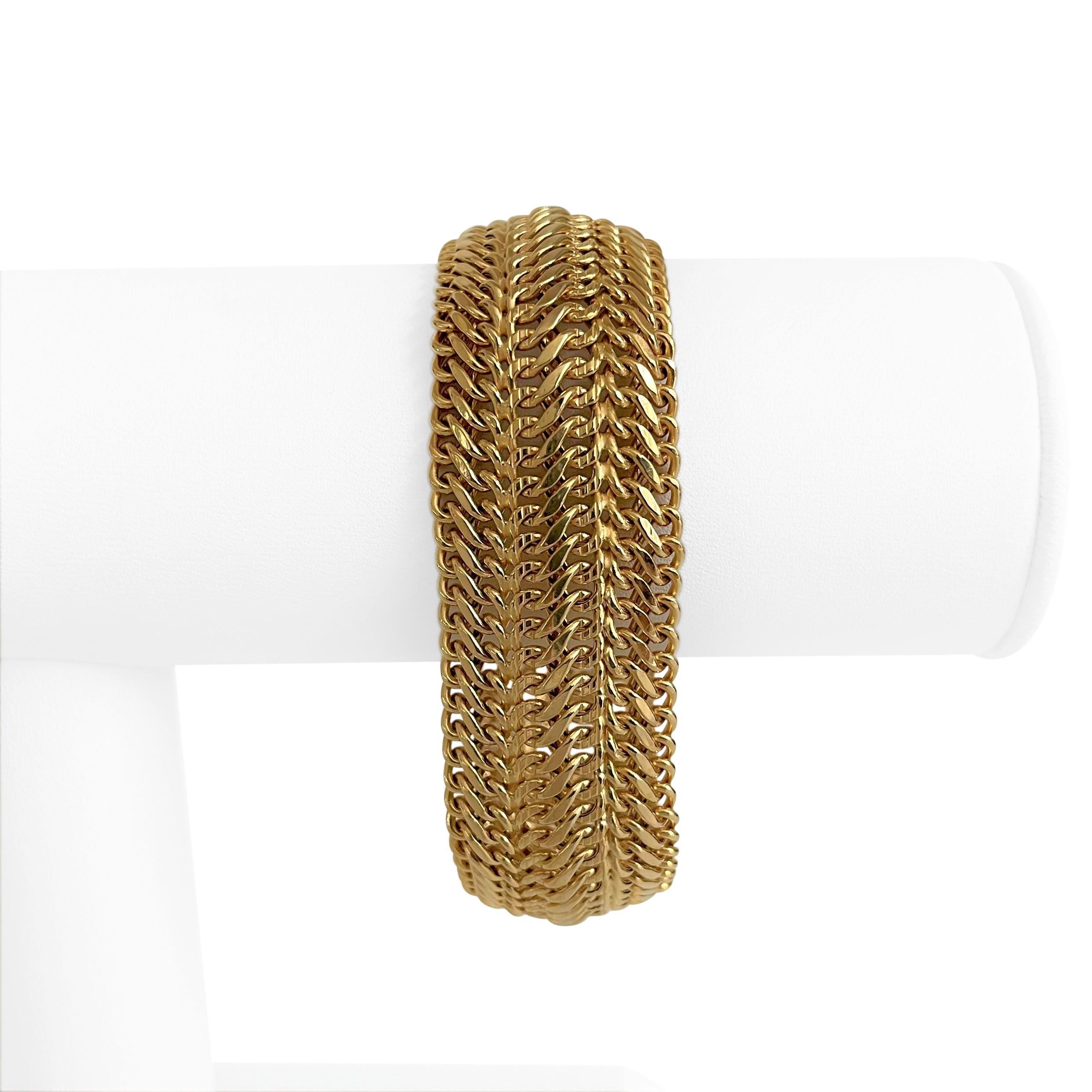 Itaor 14k Yellow Gold 23.4g Ladies Wide Fancy Curb Link Bracelet Italy 7.25