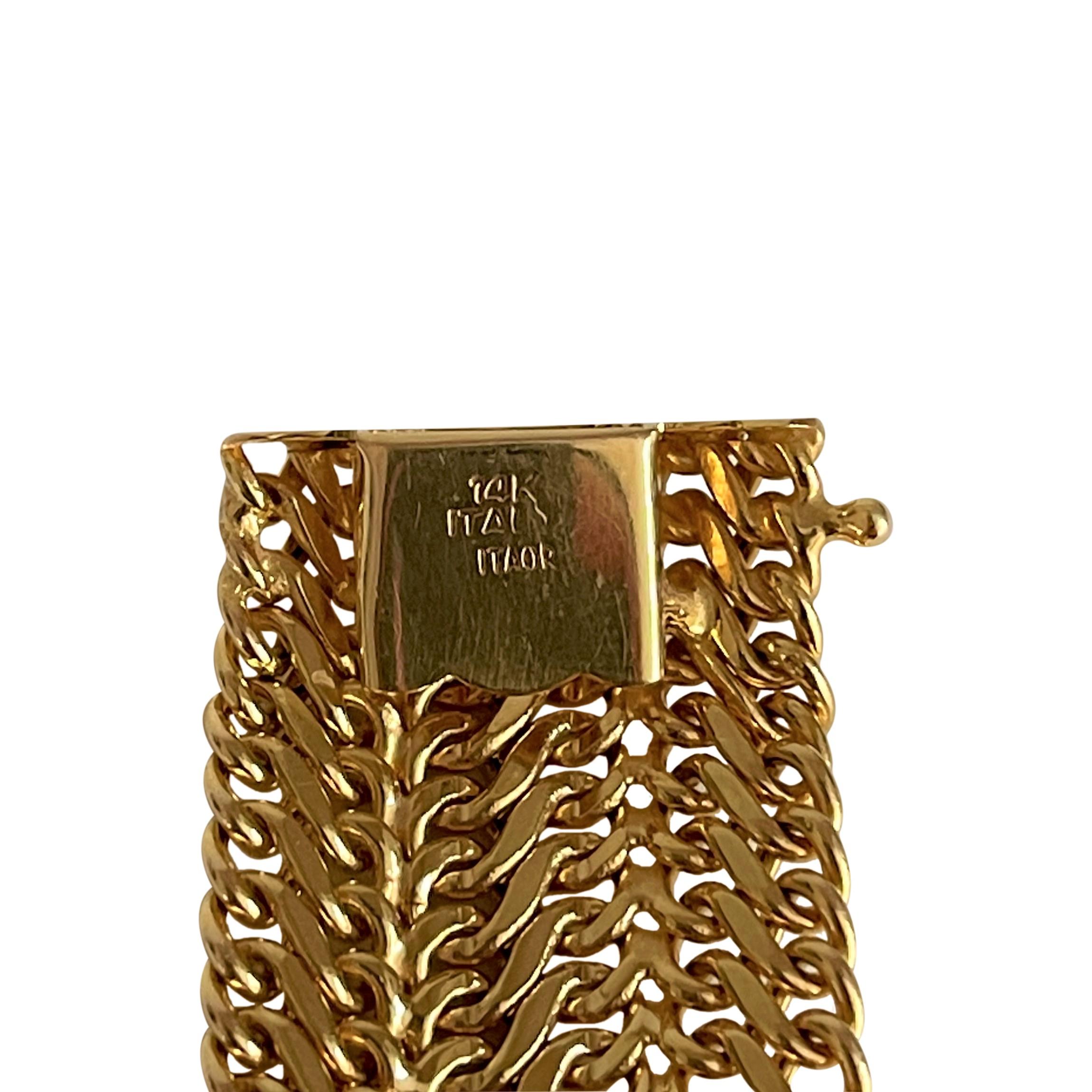 Itaor 14 Karat Yellow Gold Ladies Wide Fancy Curb Link Bracelet 2